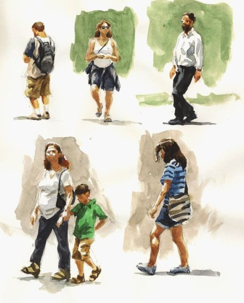 Этюд фигуры человека акварелью