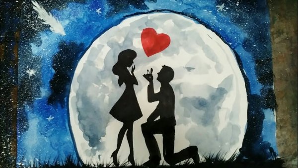 Картина гуашью пара