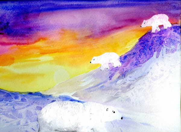 Белый медведь правополушарное рисование