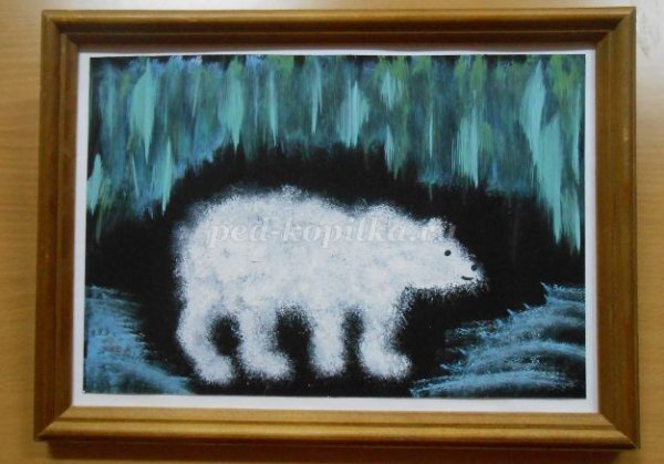 Рисование «белый медведь и Северное сияние» Лыкова