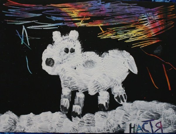 Рисование граттаж Северное сияние