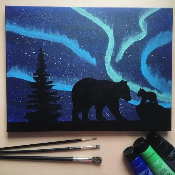 Граттаж Северное сияние