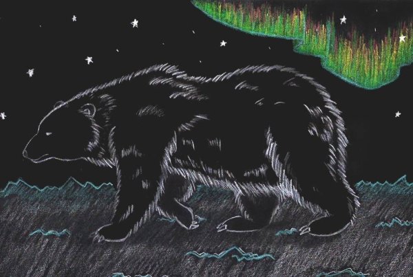 Граттаж Северное сияние