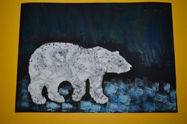 Рисование «белый медведь и Северное сияние» Лыкова