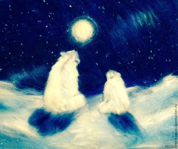 Картины из шерсти Северное сияние