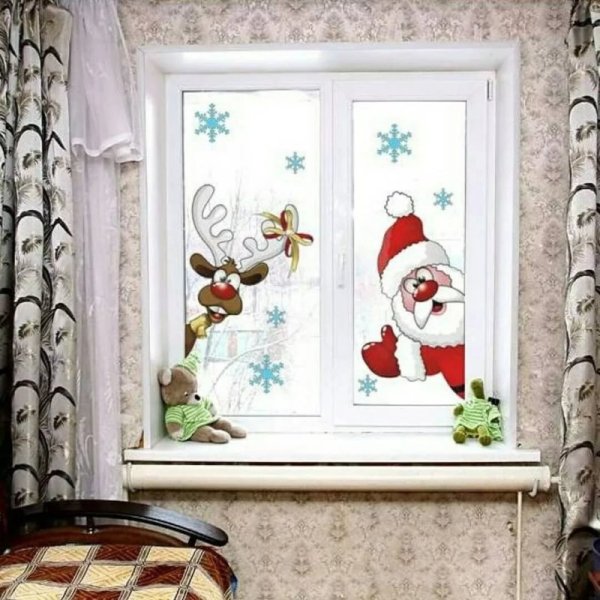 Новогодние рисунки на окнах