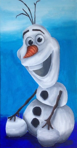 Снеговик гуашью