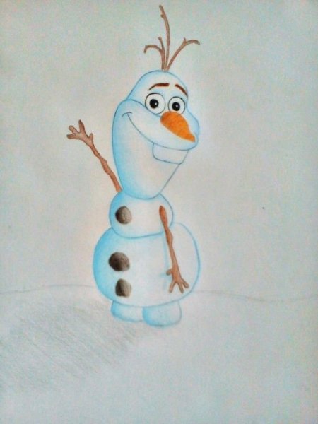 Олаф Снеговик рисование красками