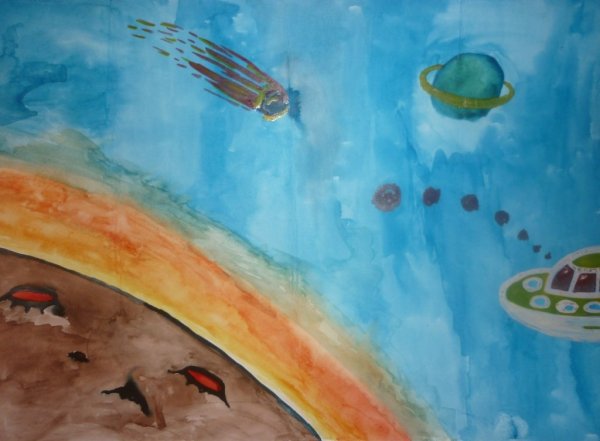 Комета гуашью