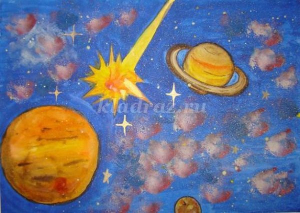 Космос рисунки детей красками