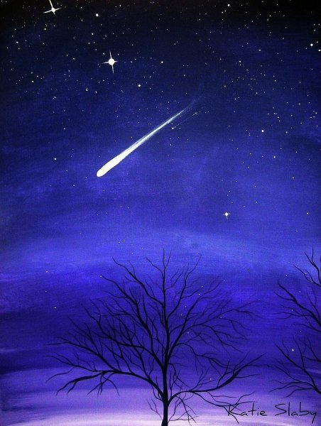 Картина красками Комета