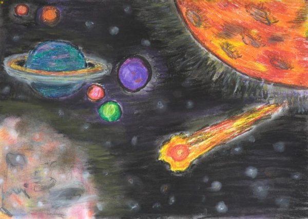 Комета рисунок красками