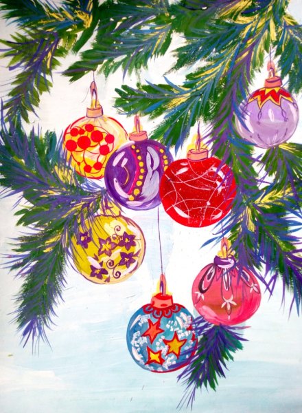 Рисование новогодние шары