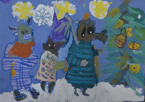 Колядки рисунок гуашью