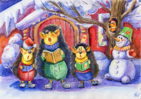 Колядки акварель