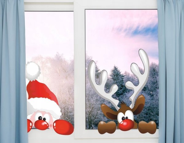 Украшение - дед Мороз заглядывает в окно