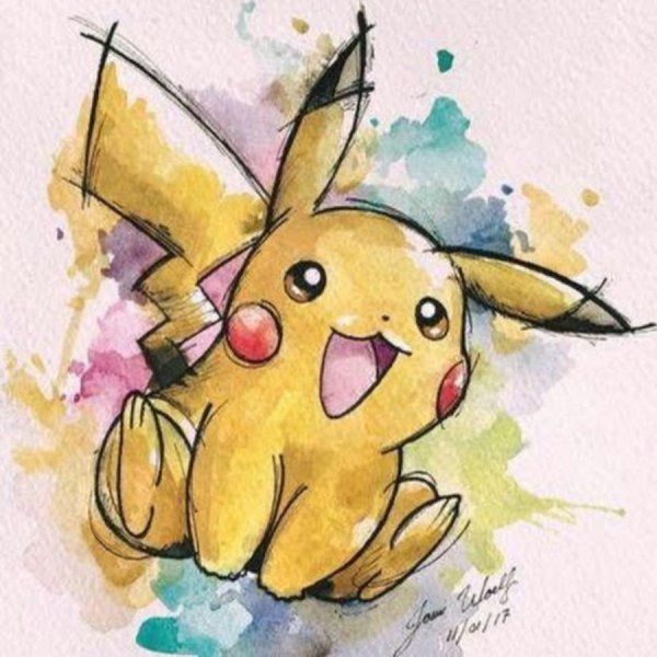 Акварельные скетчи Пикачу