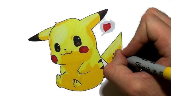 Пикачу рисунок гуашью
