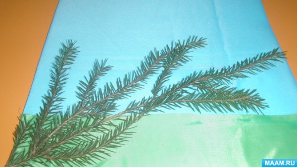 Рисование еловой ветки
