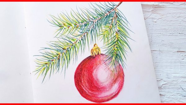 Новогодние шары рисунок акварелью