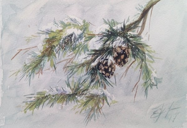 Новогодняя ветка для раскрашивания