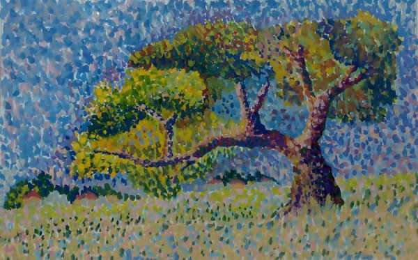 Летний пейзаж в стиле пуантилизм