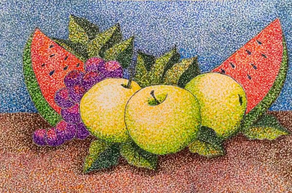 Натюрморт в технике пуантилизм