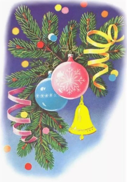 Новогодние открытки с еловыми ветками