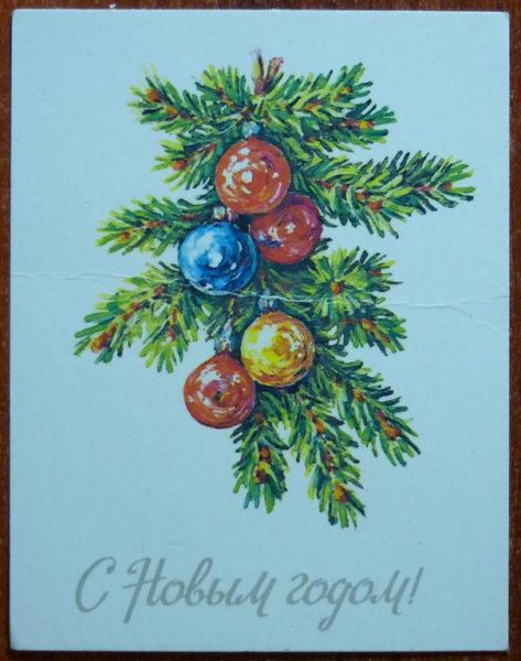 Елочная ветка гуашью