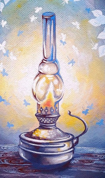 Керосиновая лампа акварелью