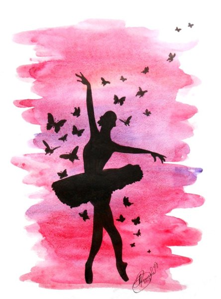 Балерина акварелью для начинающих