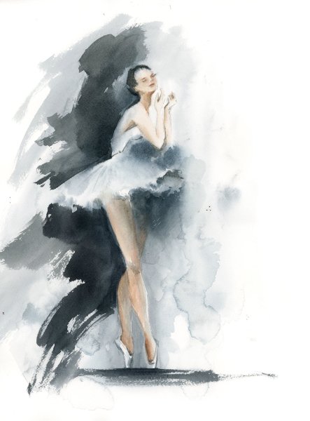 Балерина гуашью
