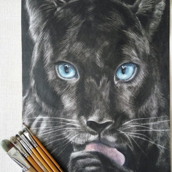 Рисунок пантеры гуашью