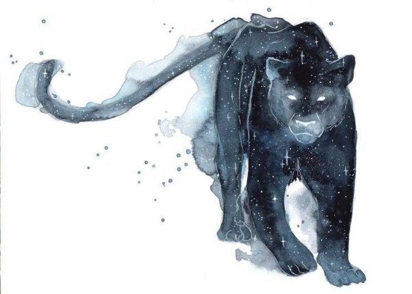 Космические животные акварелью