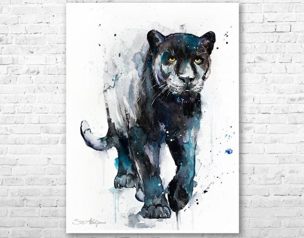 Пантера акварелью