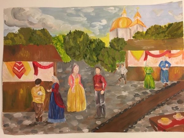 Русская ярмарка гуашью