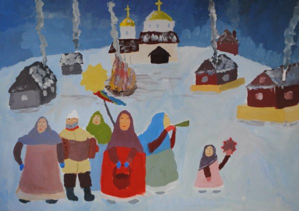 Зимняя ярмарка рисунок карандашом