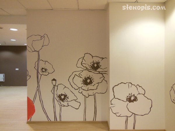 Контурная роспись стен на кухне