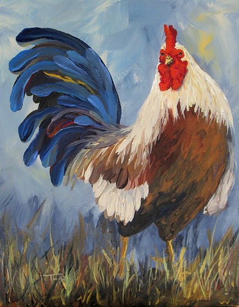 Петух живопись