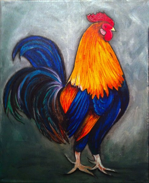 Петух пастелью
