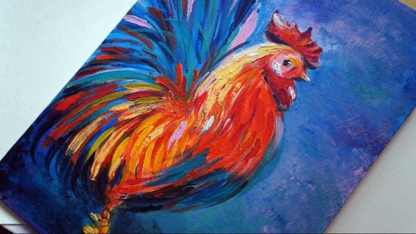 Петушок гуашью для детей