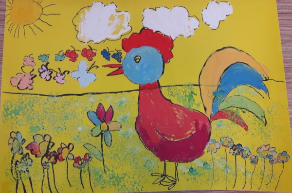 Рисование золотой петушок