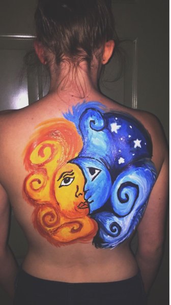 Рисунок на теле ребенка гуашью