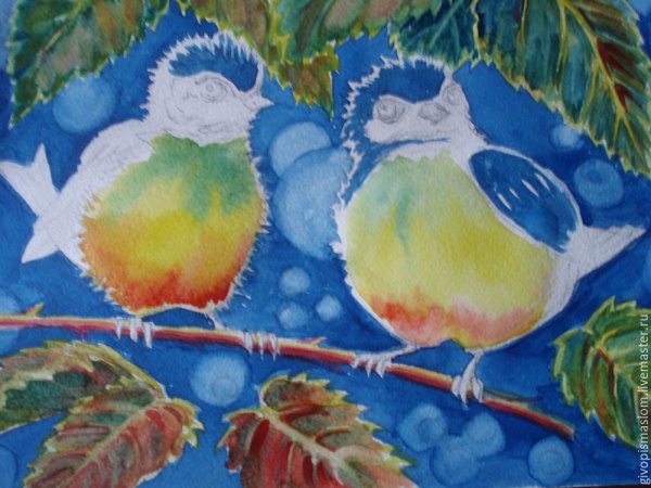 Синичка красками для детей