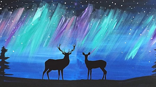 Правополушарная живопись Северное сияние