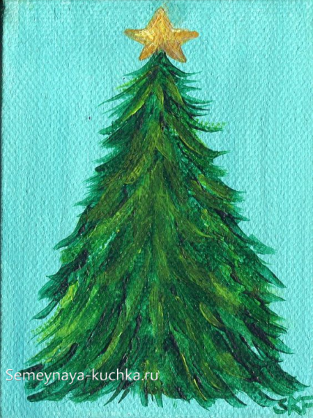 Елка гуашью