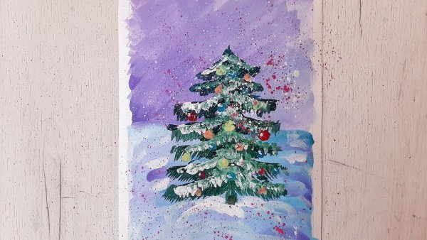 Лакированная елка гуашью