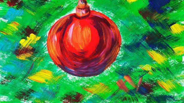 Правополушарное рисование елка Новогодняя