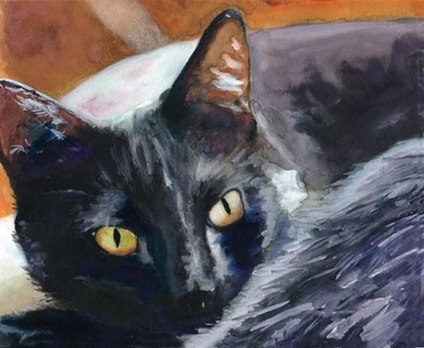 Черный кот живопись