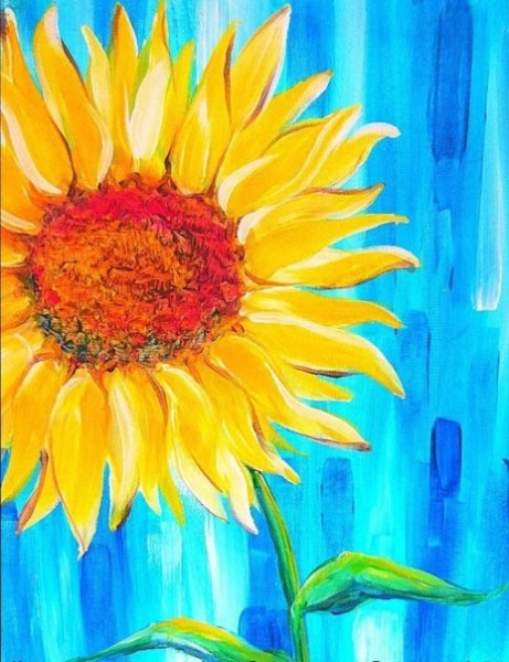Подсолнух акварелью для начинающих